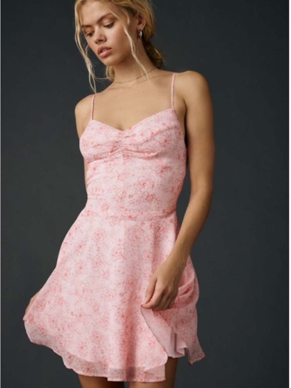 UO Over The Horizon Fit-And-Flare Chiffon Mini Dress